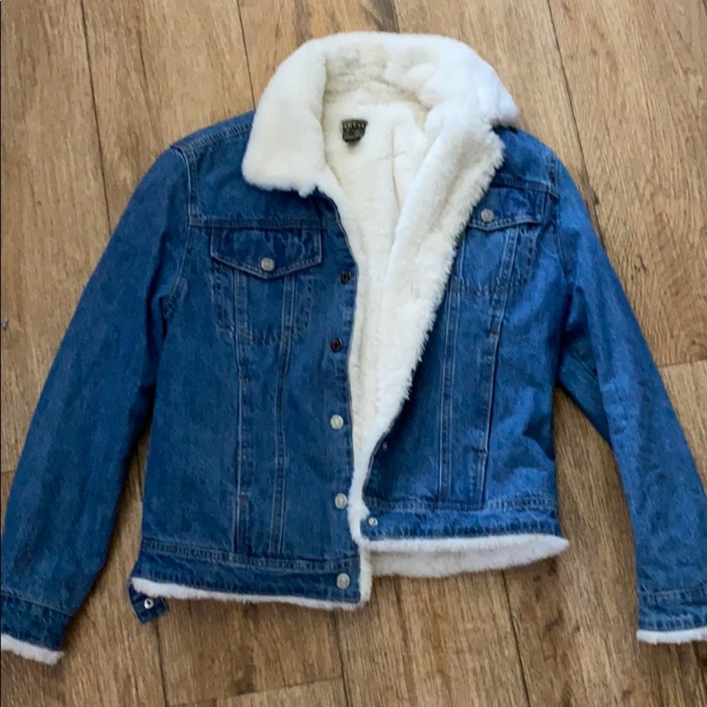 Guess denim fur lined jacket